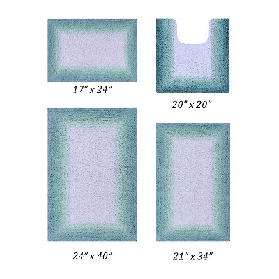 Better Trends Torrent 100% Cotton Tufted Non- Slip Backing 4 PC (17" x 24" | 20" x 20" | 21" x 34" | 24" x 40") Bath Rug Set - Turquoise