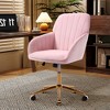 PAGED Adjustable Height Office Chair, Modern Swivel Velvet Vanity Chair with Wheels and Golden Base, Ergonomic Computer Chair for Office - 2 of 4