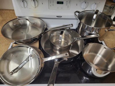 12pc Stainless Steel Cookware Set with 6pc Pan Protectors Silver - Figmint™
