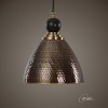 Uttermost Adastra 1-Bulb Pendant, 12" Round, Hammered Antique Brass Finish, Metal, Transitional Design - 2 of 4