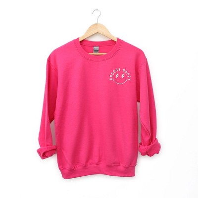 Simply Sage Market Women's Graphic Sweatshirt Embroidered Choose Happy Lightning Smiley Face