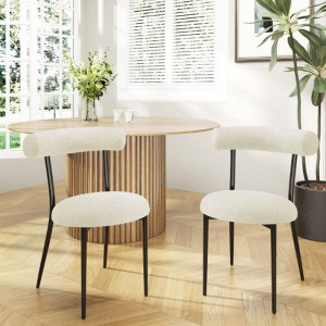 Bundle of Two Blue Fabric Dining Chairs Without Armrests - 1 of 3