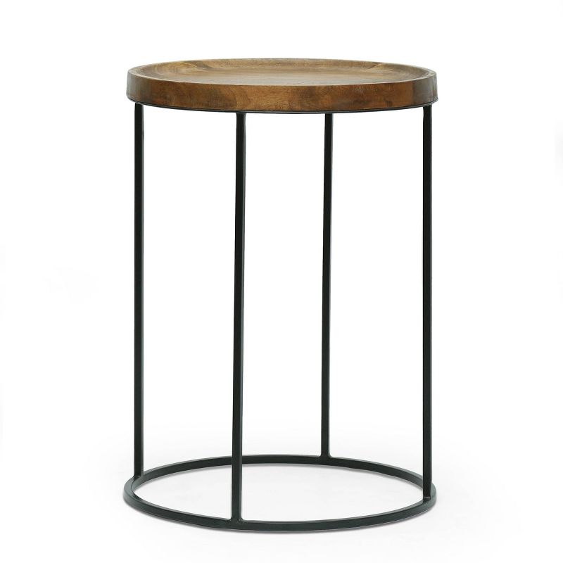 Set of 3 Gambier Modern Industrial Handcrafted Mango Wood Nested Side Tables Natural/Black - Christopher Knight Home, 4 of 9