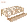 NicBex Twin/Full Size Daybed Wood Bed Frame with 2 Drawers and Fence Guardrails for Children,Boys,Girls - 3 of 4