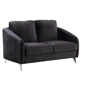VYNXARIA 55" Black Velvet Modern Chic Loveseat Couch,Sofa for Living Room Bedroom - 1 of 4