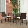 Outsunny 4 Piece Outdoor Dining Chair Set, Cushioned Patio Wicker Armchairs - 2 of 4