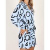 Womens Striped Shirt Mini Dress Long Sleeve Collared Ruffle Hem Button Up Tunic Dresses - 3 of 4