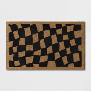 1'6"x2'6" Halloween Checkered Faux Coir Doormat Natural/Black - Hyde and EEK! Boutique™ - 1 of 4
