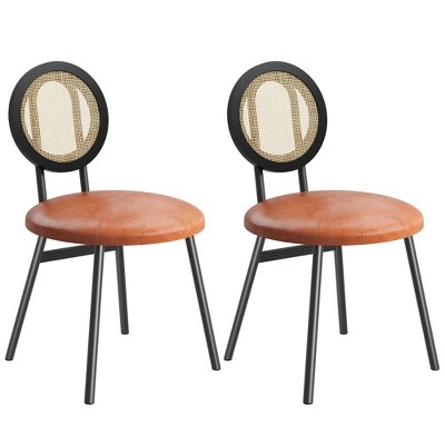 Dining Chairs Set Of 2, Rattan Kitchen Chairs With Thicken Upholstered ...