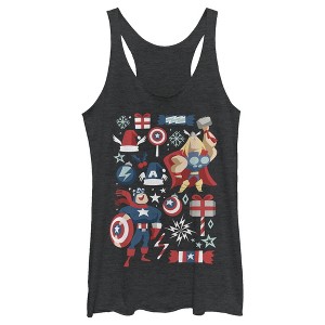 Women's Marvel Christmas Festive Hero Icons Racerback Tank Top - 1 of 3