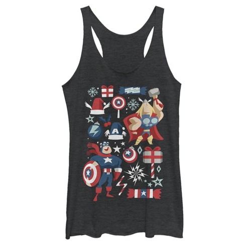 Women's Marvel Christmas Festive Hero Icons Racerback Tank Top - image 1 of 3