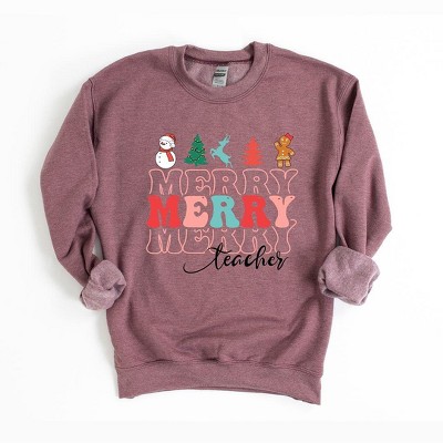 Simply Sage Market Women's Graphic Sweatshirt Merry Stacked Teacher