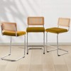 Bekrvio Bar Stools Set of 2/3/4, 26”/30" Barstool with Rattan Back, Velvet-Upholstered & Chrome Frame,Mid Century Modern Kitchen Stool for Island - 4 of 4