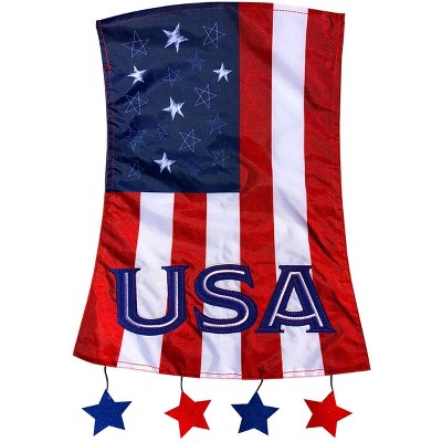 Patriotic Applique House Flag USA Stars & Stripes 28" x 40" Briarwood Lane