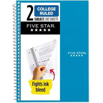 Five Star 80pg 2 Subject College Ruled Notebook 9.5"x6"