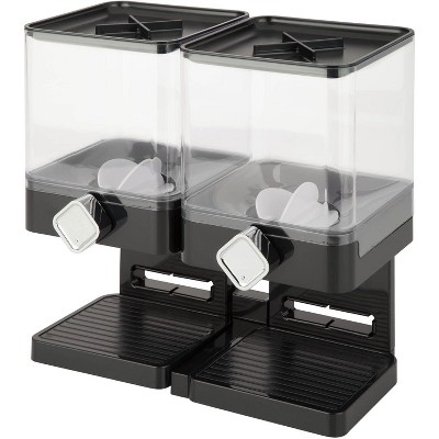 Compact Dry Food Dispenser with Dual Control, Black/Chrome Food Storage Container