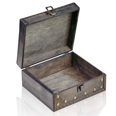 Brynnberg 8" Gray Wooden Treasure Chest with Brass Lock