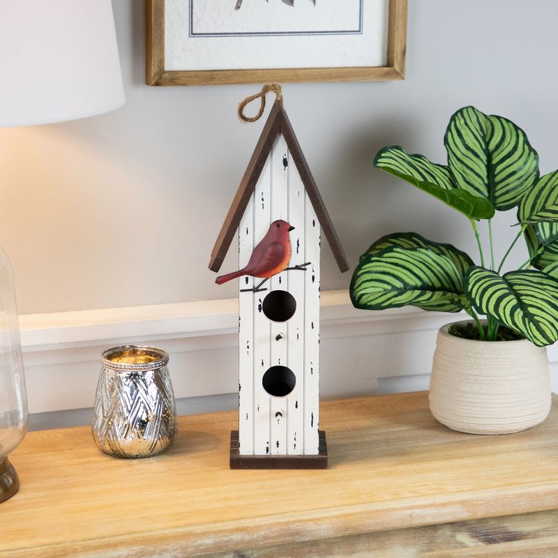 Northlight Wooden Birdhouse with Metal Bird Wall Decoration - 14.5" - Antique White, 2 of 7