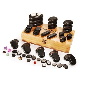 Master Massage Deluxe Basalt Massage Hot Stone Set with Bamboo Box - 1 of 4