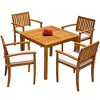Generic 5 Piece Outdoor Dining Set Acacia Wood Patio Table and Chairs with Soft Cushions Patio Furniture for Deck, Backyard, Garden - 2 of 4
