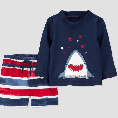 Shark Swim Suit  Rash Guard and Bottoms Set for Boys