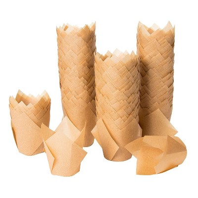 Juvale 300 Pack Medium Tulip Baking Paper Cupcake Liners, Muffin Wrappers Cups for Party, Kraft Brown