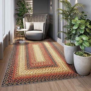 Indoor Modern Imitation Weaving Textured Area Rugs for Bedroom Living Room Abstract Easy Care Washable Soft Low Pile Non Slip Carpet - 1 of 4