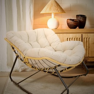 Racxily 9.7Ibs Ultra-Plush Rattan Rocking Chair W/ Anti-Tip Design, 450LB Capacity Rattan Lounge Chair for Balcony, Living Room, Garden, Patio - 1 of 4