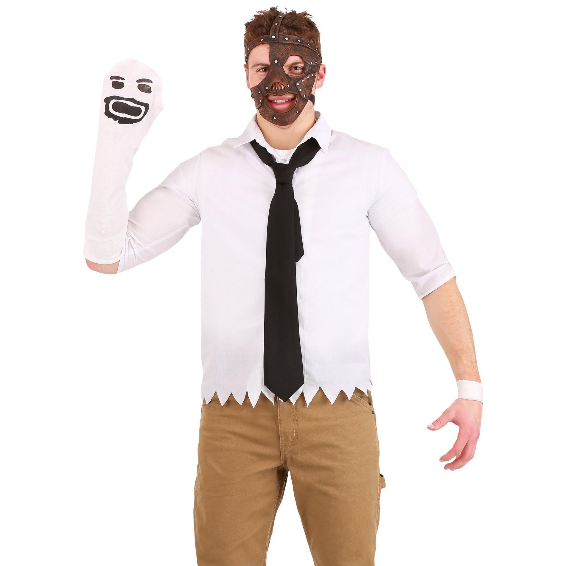 HalloweenCostumes.com 5X  Men  WWE Plus Size Men's Mankind Costume, Black/White/Brown