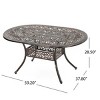 Oval Metal Outdoor Dining Table for 6,Vintage Cast Aluminum Garden Dining Table,Heavy Duty Backyard Patio Table with Umbrella Hole-Coolbibila - 4 of 4