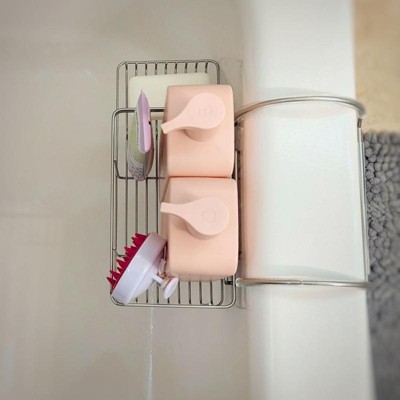 1pc Bathtub Storage Rack With Adjustable Length And Water Drain Design, Bathroom  Bath Tub Organizer
