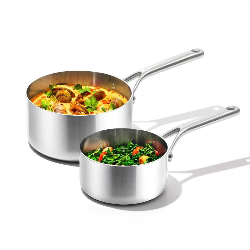 OXO 4pc Mira Tri-Ply Stainless Steel Saucepan Set Silver, 4 of 6