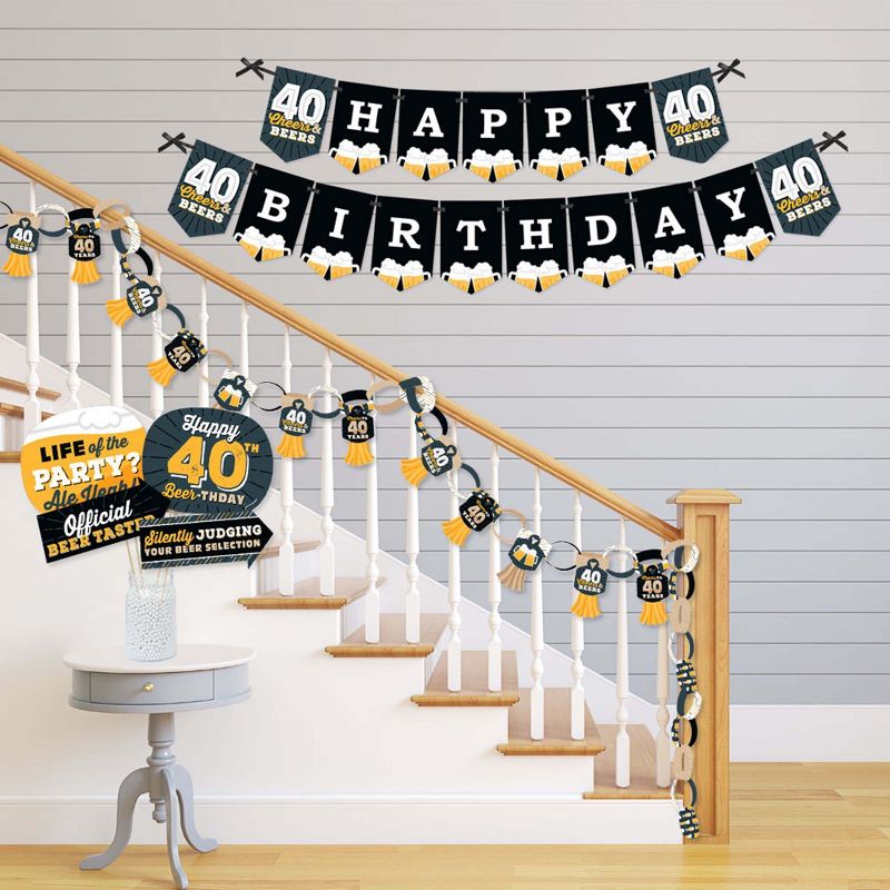 Big Dot of Happiness Cheers and Beers to 40 Years - Banner and Photo Booth Decorations - 40th Birthday Party Supplies Kit - Doterrific Bundle, 3 of 7