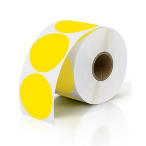 JADENS 2-Inch Round Thermal Sticker Labels – Self-Adhesive, Waterproof, 750 Labels/Roll (Yellow) - 1 of 4