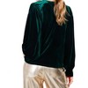 Women's Emerald Balloon Sleeve Round Neck Velvet Blouse - Vine & Love - 2 of 4