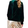 Women's Emerald Balloon Sleeve Round Neck Velvet Blouse - Vine & Love - image 2 of 4