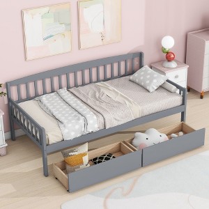 NicBex Twin Size Pine Wood Daybed with 2 Drawers,Sofa Bed Frame for Bedroom,Living Room,Apartment - 1 of 4