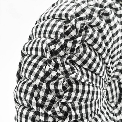 14" Black and Off-White Gingham Check Round Throw Pillow