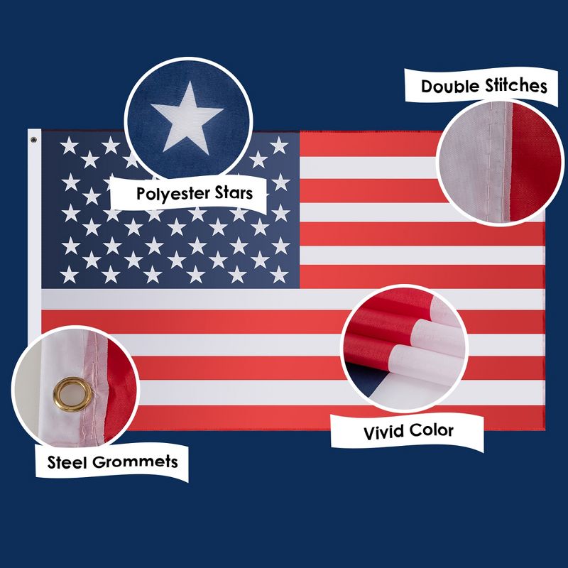 Costway 4'x6' American Flag Patriotic US Flag Double Stitching Steel Grommets Polyester, 5 of 11