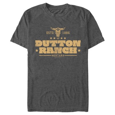 Men's Yellowstone Small Cow Skull Dutton Ranch Logo Estd 1886 T-shirt ...