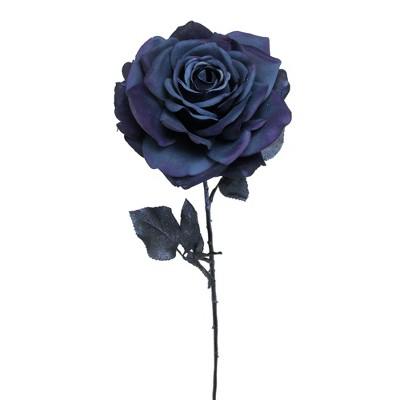 Allstate Floral 26" Deepest Indigo Artificial Madonna Rose Silk Floral Pick