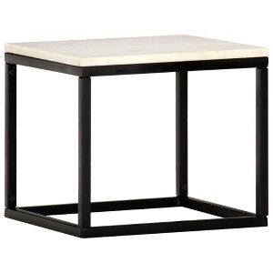 vidaXL Coffee Table White 15.7"x15.7"x13.8" Real Stone with Marble Texture - 1 of 4