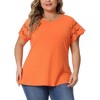 Agnes Orinda Women's Plus Size Round Neck Hollow Lace Panel Short Sleeve Casual Summer Blouses - 2 of 4