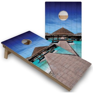 Skip's Garage Tropical Paradise Cornhole Board Set, Includes 2 Boards, 8 Bags - 1 of 4