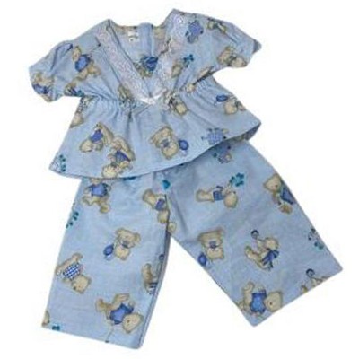 Doll Clothes Superstore Baby Blue Teddy Pajamas Fit 18 Inch Girl Dolls