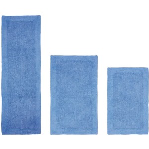 Edge Bath Rug 100% Premium Cotton Ultra-Soft Water Absorbent Tufted Solid Reversible 3 Piece Bathroom Rug Set for Machine Washable Bathmat - 1 of 4