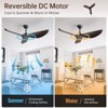 52" Ceiling Fan No Light Modern Ceiling Fan with Remote Control 3 Blades Ceiling Fan with Noiseless Reversible Dc Motor for Living room Bedroom - 3 of 4