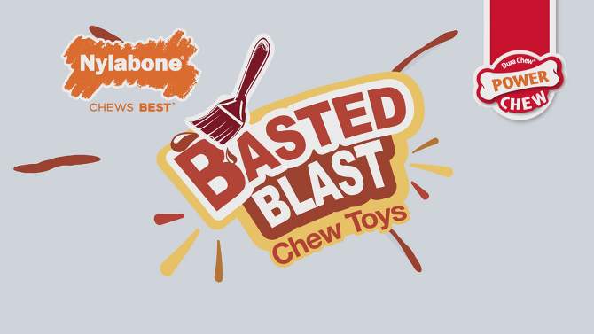 Nylabone Power Chew Basted Dog Bone - Steak &#38; Bacon - L, 2 of 6, play video