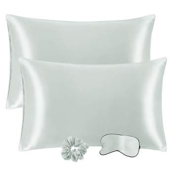 PiccoCasa Satin Enveloped Pillowcase with Eye Mask & Scrunchie 2 Pcs