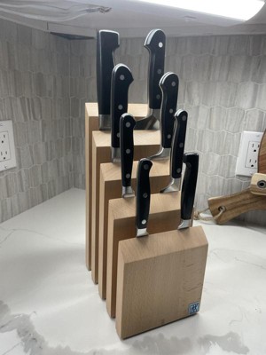 Juvale Bamboo Knife Block with Bristles, Natural Wood Universal Knives  Stand Holder for Home Kitchen, Restaurant, 4x4x9 Inches